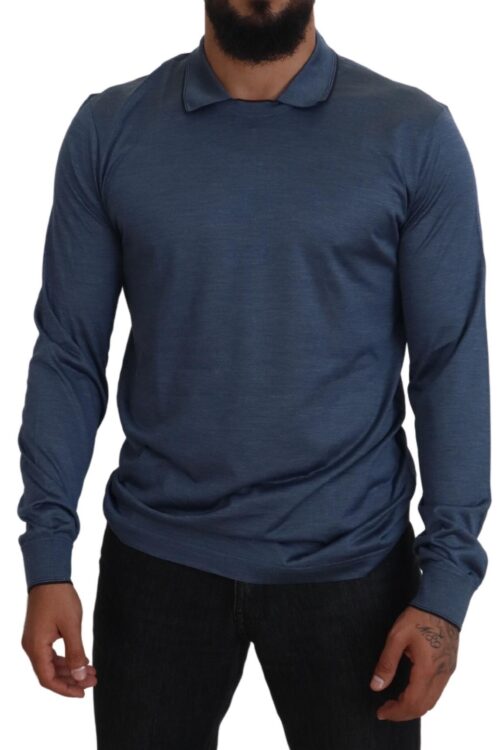 Dolce & Gabbana Elegant Silk Blue Pullover Sweater