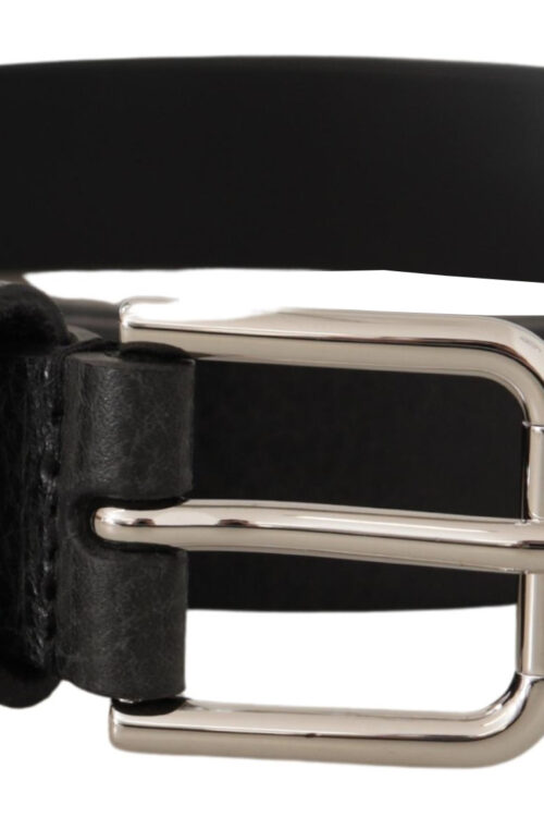 Dolce & Gabbana Elegant Black Leather Belt with Metal Buckle