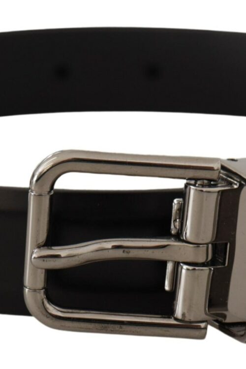 Dolce & Gabbana Elegant Black Leather Belt with Metal Buckle
