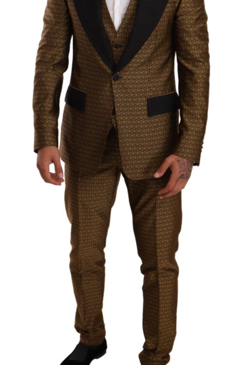Dolce & Gabbana Elegant Yellow Patterned Three-Piece Suit