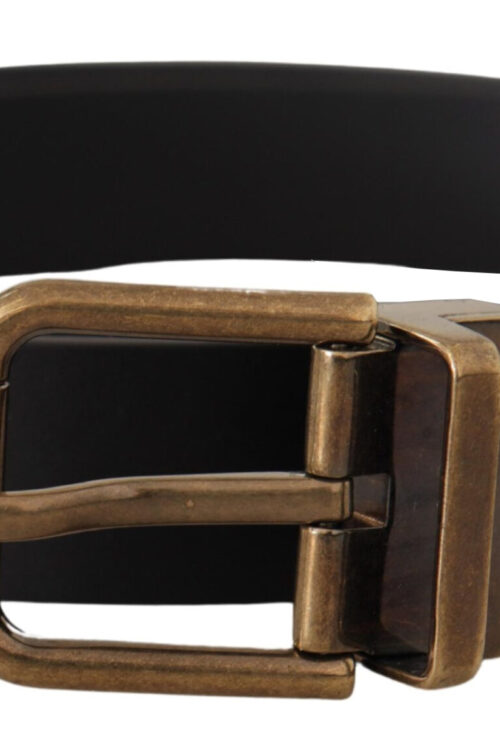 Dolce & Gabbana Elegant Black Leather Belt with Vintage Buckle