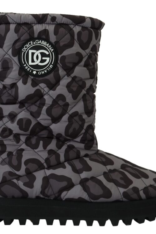 Dolce & Gabbana Elegant Gray Leopard Mid Calf Boots