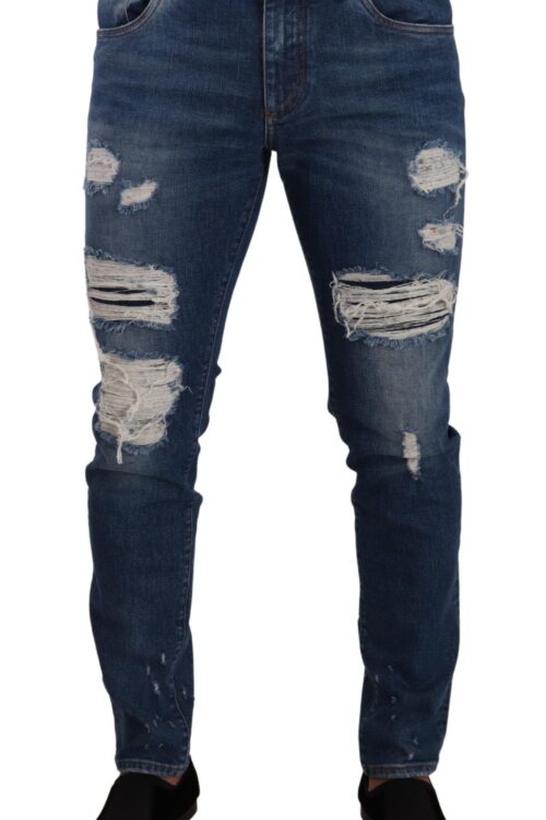 Dolce & Gabbana Elegant Distressed Slim Fit Denim Jeans