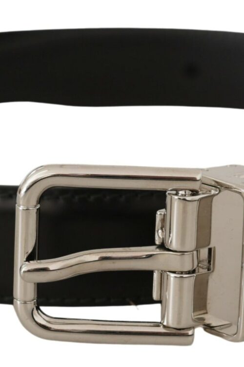 Dolce & Gabbana Sleek Black Leather Belt with Metal Buckle