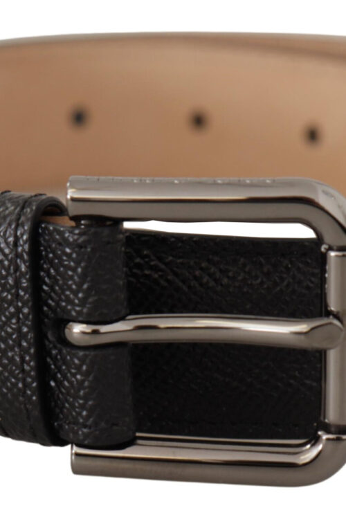 Dolce & Gabbana Elegant Black Leather Belt with Metal Buckle