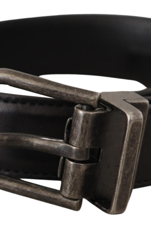 Dolce & Gabbana Elegant Black Leather Belt with Metal Buckle