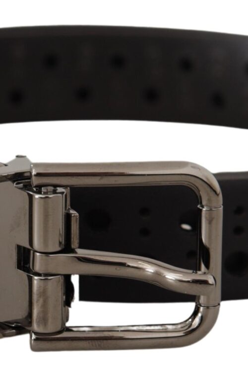 Dolce & Gabbana Elegant Black Leather Belt with Metal Buckle