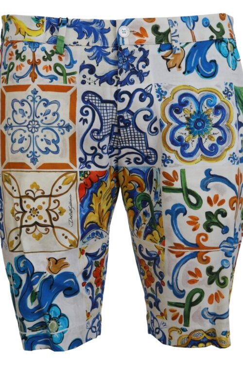 Dolce & Gabbana Majolica Print Casual Chinos Shorts