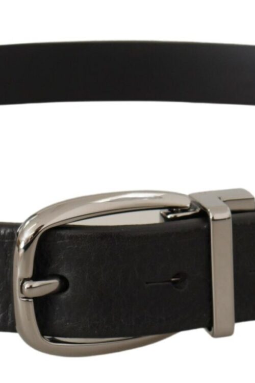 Dolce & Gabbana Elegant Black Leather Belt with Metal Buckle