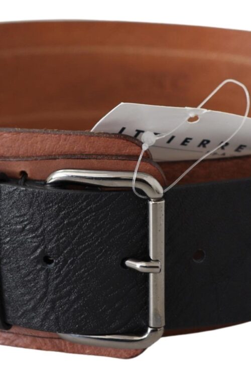 Costume National Elegant Leather Fashion Belt in Brown Black
