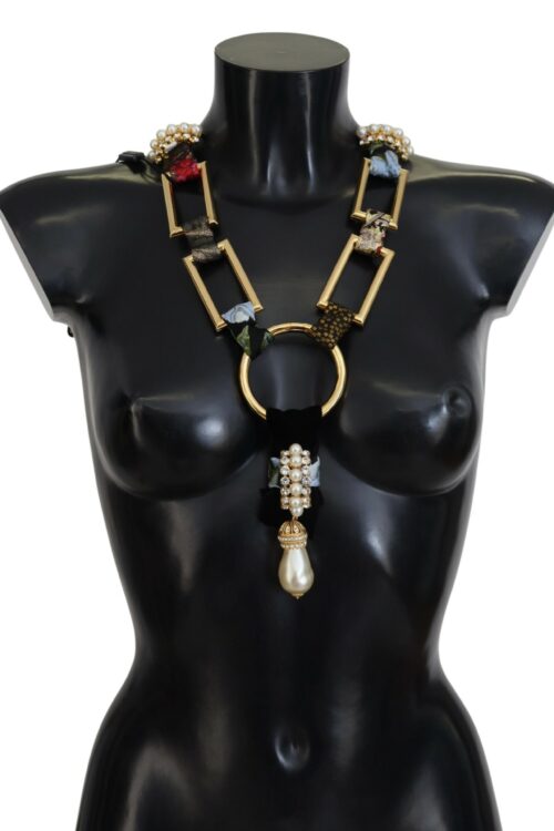Dolce & Gabbana Elegant Gold Brass Pearl Statement Necklace
