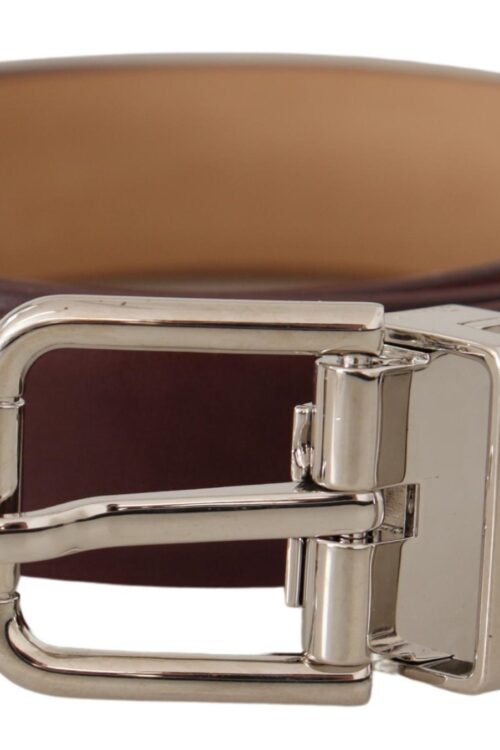 Dolce & Gabbana Elegant Leather Belt with Silver Tone Buckle