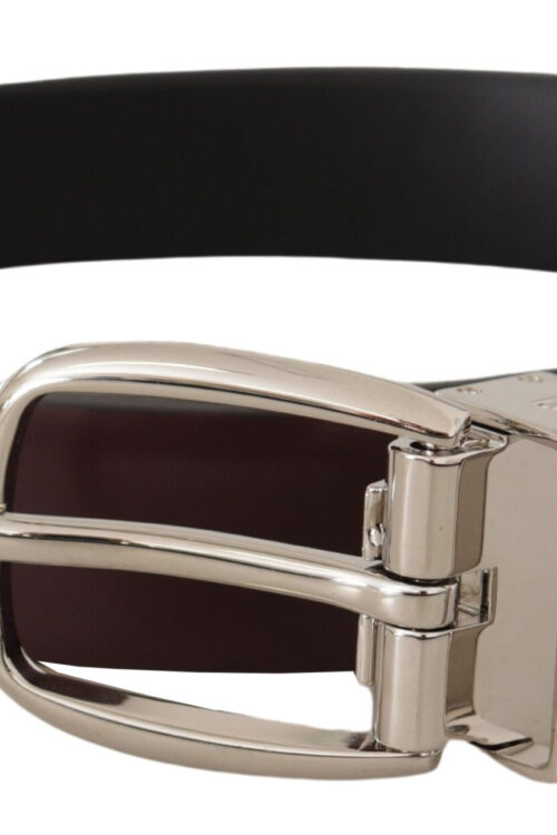 Dolce & Gabbana Elegant Leather Belt with Silver Metal Buckle