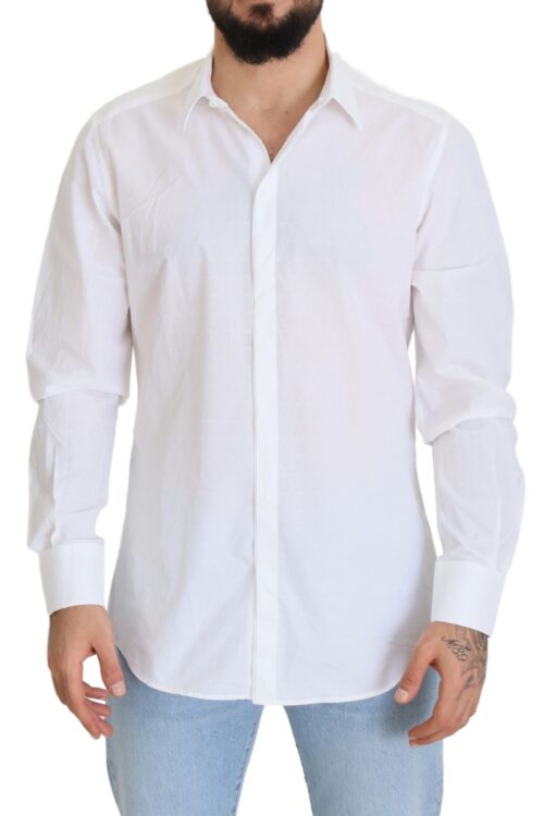Dolce & Gabbana Elegance Reimagined White Cotton Dress Shirt