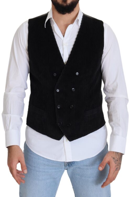 Dolce & Gabbana Elegant Black Double Breasted Dress Vest