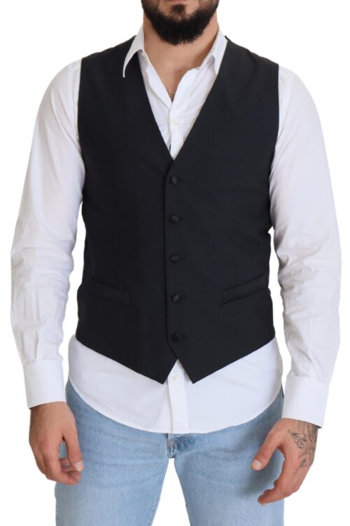Dolce & Gabbana Elegant Black Single Breasted Dress Vest