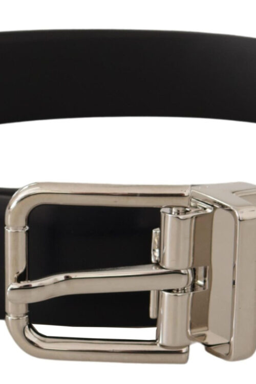 Dolce & Gabbana Elegant Black Leather Belt with Metal Buckle