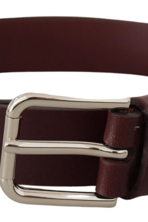 Dolce & Gabbana Maroon Luxe Leather Belt with Metal Buckle