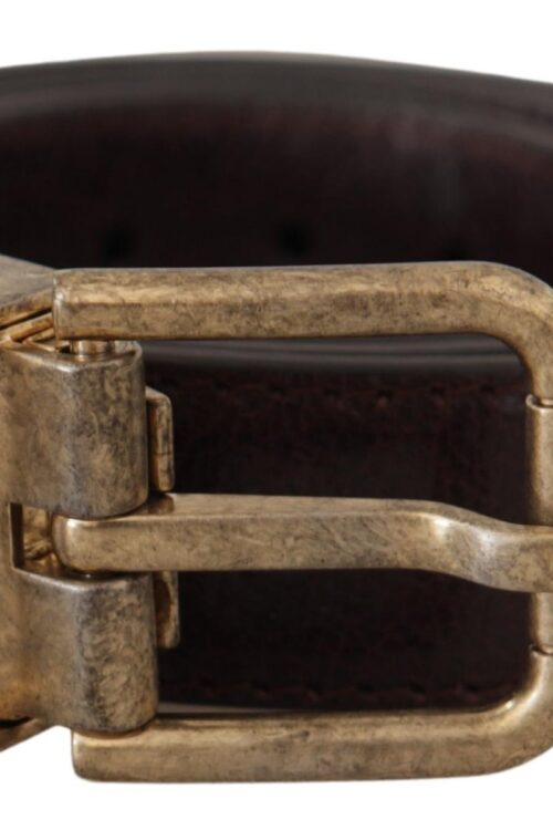 Dolce & Gabbana Elegant Leather Belt with Engraved Buckle