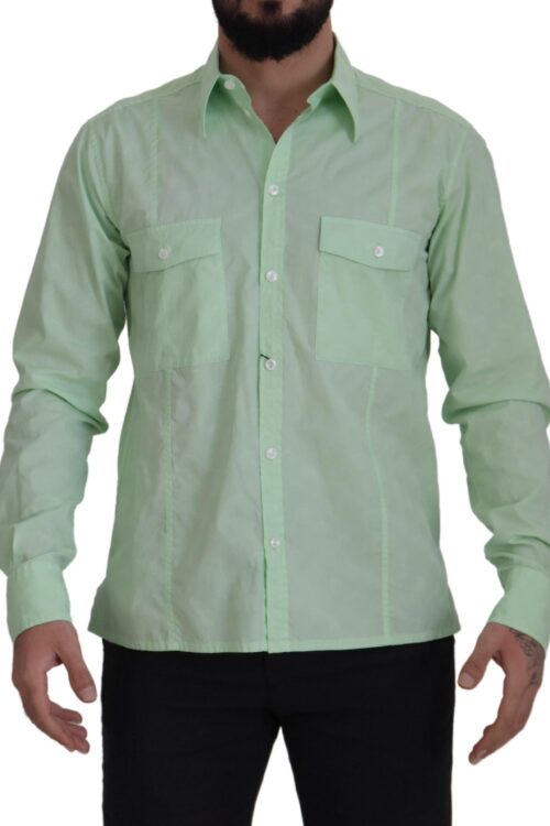 Dolce & Gabbana Mint Green Slim Fit Casual Button-Down Shirt