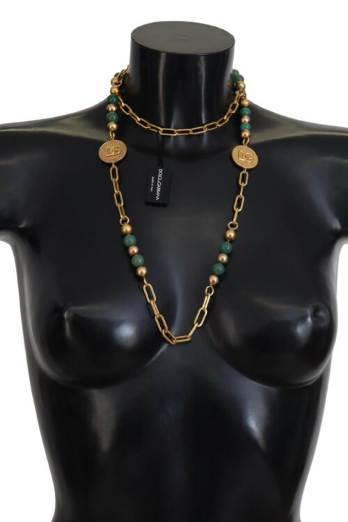 Dolce & Gabbana Elegant Gold-Plated Gemstone Necklace