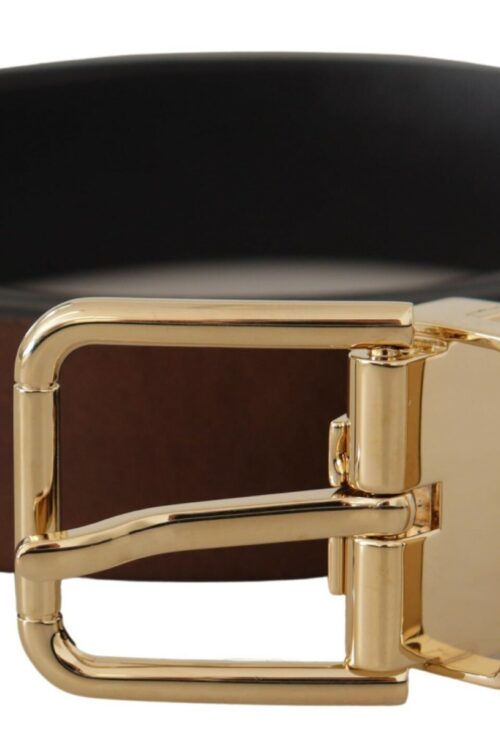 Dolce & Gabbana Elegant Brown Leather Belt with Metal Buckle