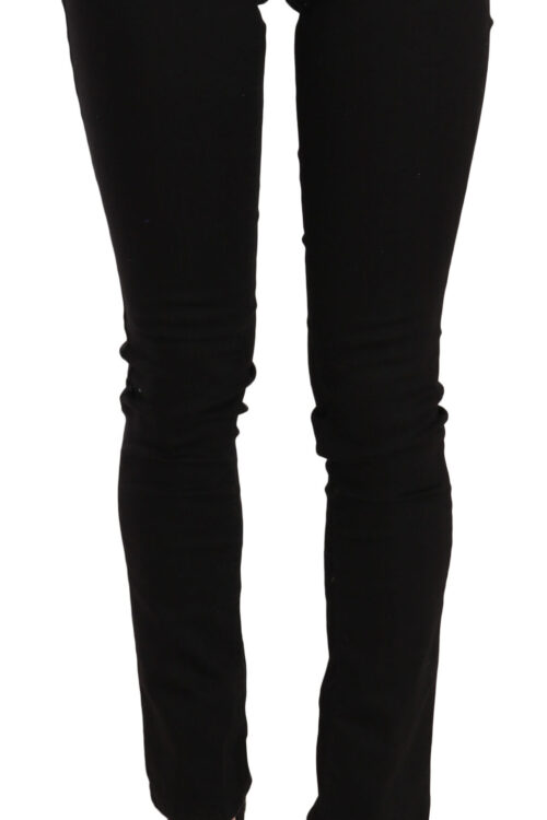 Costume National Elegant Black Mid Waist Slim Fit Jeans