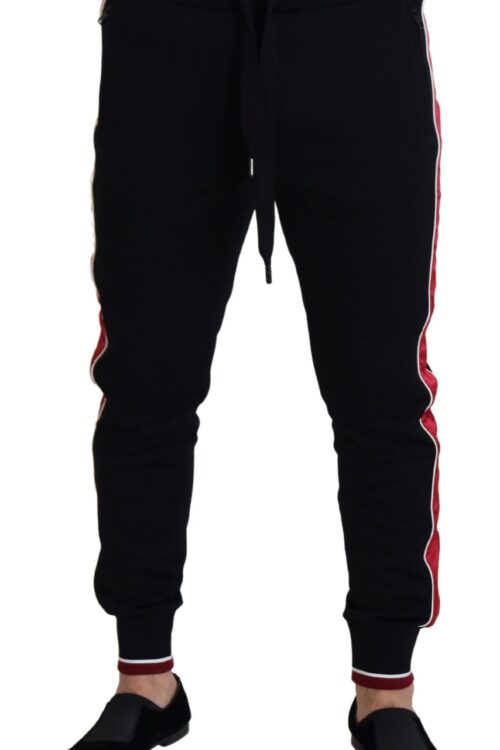 Dolce & Gabbana Elegant Black Jogging Sweatpants with Red Detail