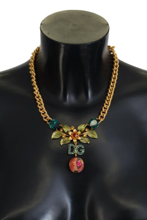 Dolce & Gabbana Elegant Gold-Tone Floral Fruit Necklace