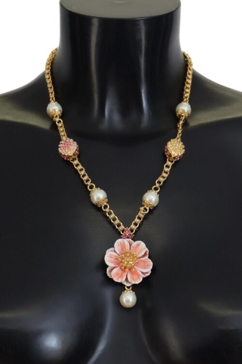 Dolce & Gabbana Elegant Floral Statement Charm Necklace