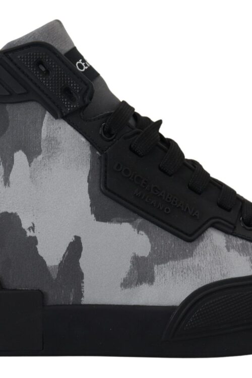 Dolce & Gabbana Camo Gray High-Top Sneakers