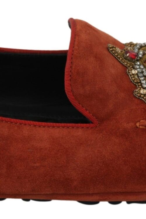 Dolce & Gabbana Elegant Orange Leather Moccasin Slippers