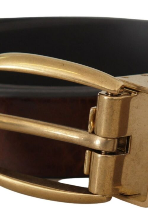 Dolce & Gabbana Elegant Brown Leather Belt with Logo Buckle