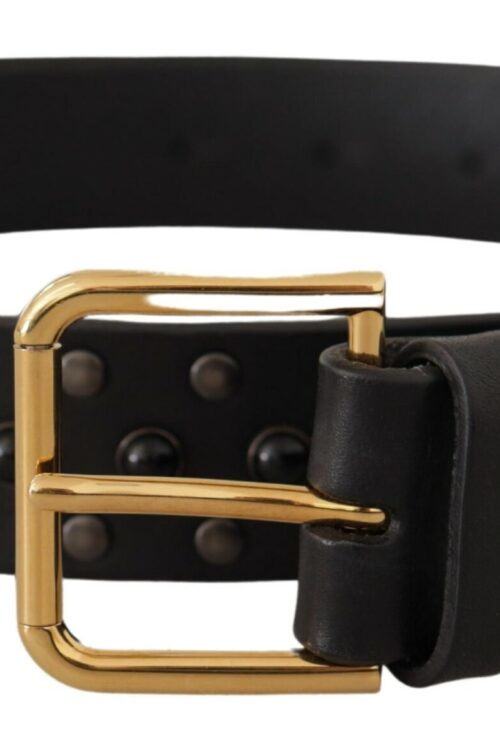 Dolce & Gabbana Elegant Leather Belt with Logo Engraved Buckle
