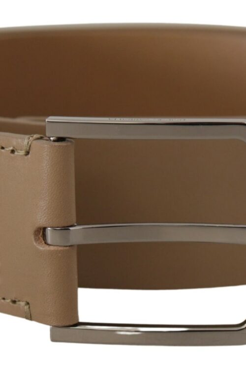 Dolce & Gabbana Beige Leather Statement Belt with Silver Buckle