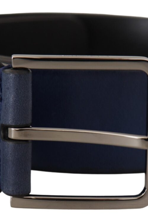 Dolce & Gabbana Elegant Blue Leather Belt with Silver Buckle