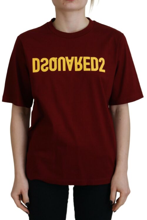 Dsquared² Maroon Logo Cotton Crewneck Short Sleeve Tee T-shirt