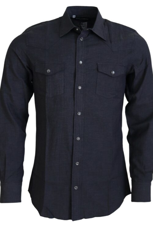 Dolce & Gabbana Elegant Gray Cotton Collared Shirt