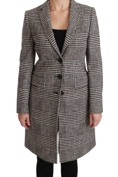 Dolce & Gabbana Elegant Multicolor Checked Knee-Length Jacket Coat