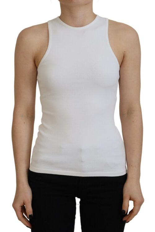 Dsquared² White Viscose Sleeveless Round Neck Tank T-shirt
