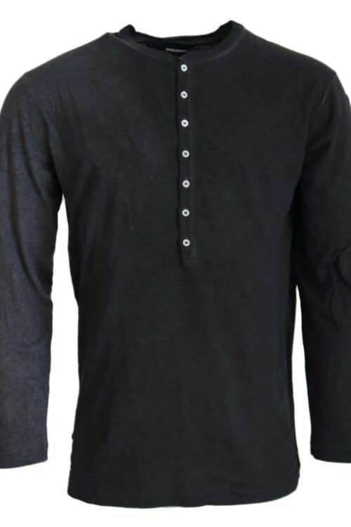 Dsquared² Black Cotton Linen Long Sleeves Pullover Sweater