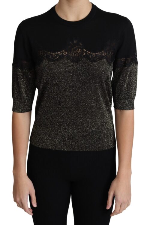 Dolce & Gabbana Elegant Lurex Threaded Jersey Lace Blouse