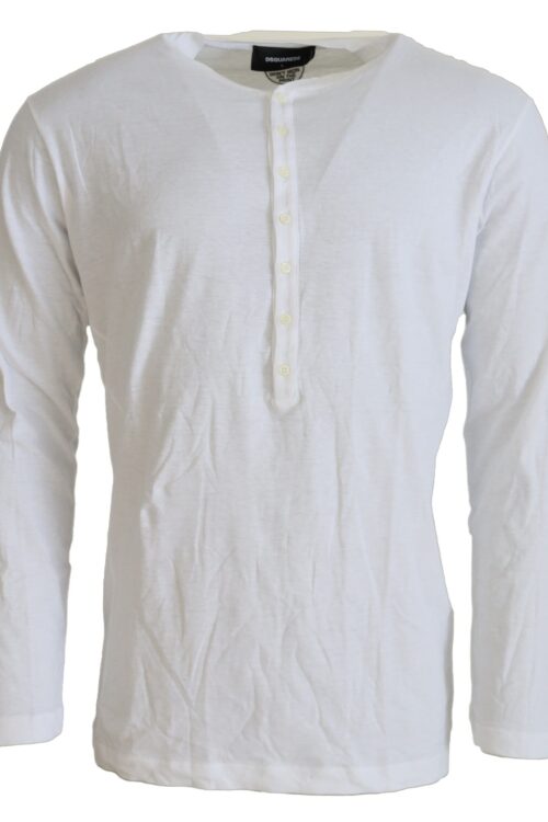 Dsquared² White Cotton Linen Long Sleeves Pullover Sweater