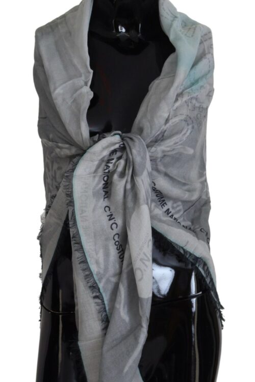 Costume National Chic Designer Grey Scarf with Fringes