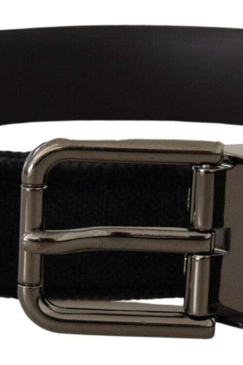 Dolce & Gabbana Elegant Black Leather Belt with Silver Tone Buckle