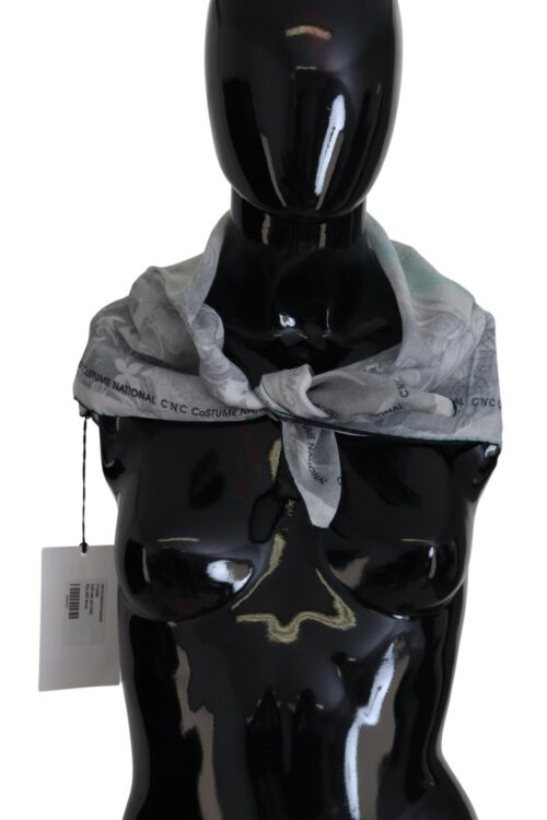 Costume National Elegant Grey Cotton Square Scarf