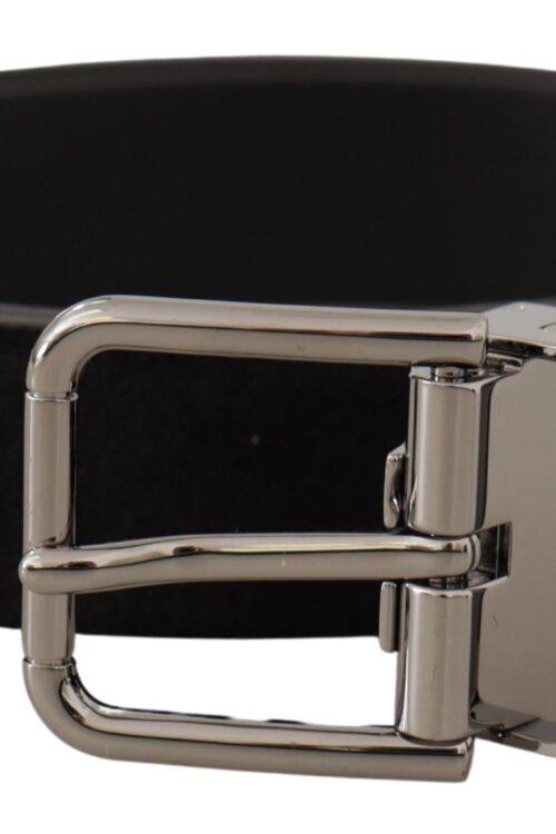 Dolce & Gabbana Elegant Black Leather Grosgrain Belt