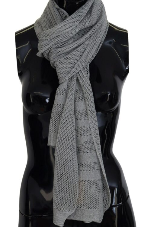 John Galliano Elegant Gray Knitted Designer Scarf