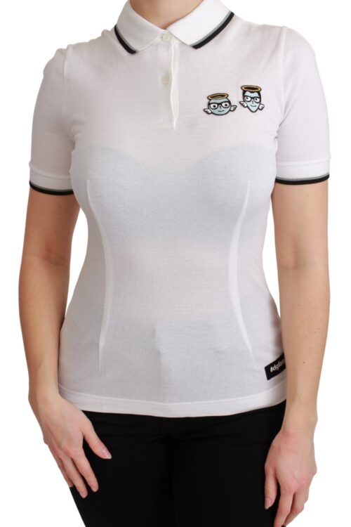 Dolce & Gabbana Chic Polo Angel Embroidered T-shirt