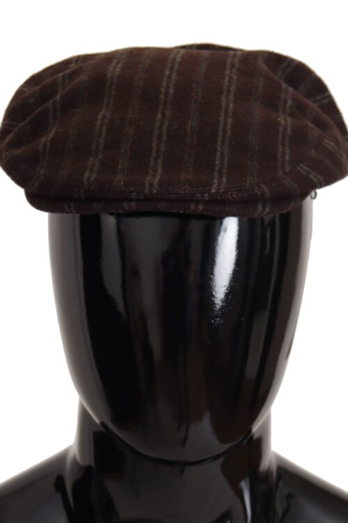 Dolce & Gabbana Elegant Striped Wool Blend Newsboy Cap